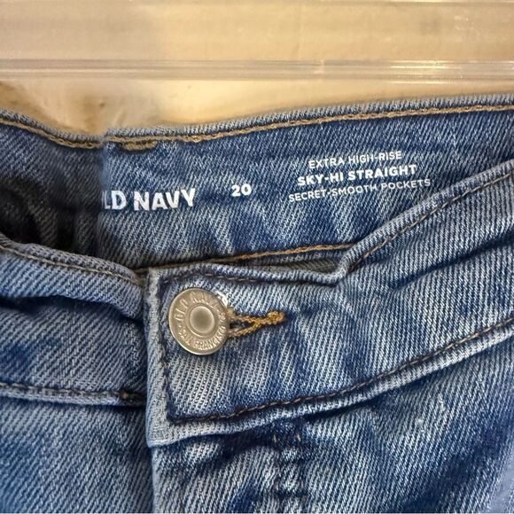 Old Navy Medium Blue extra high rise sky hi straight Jeans 20 - Picture 3 of 4